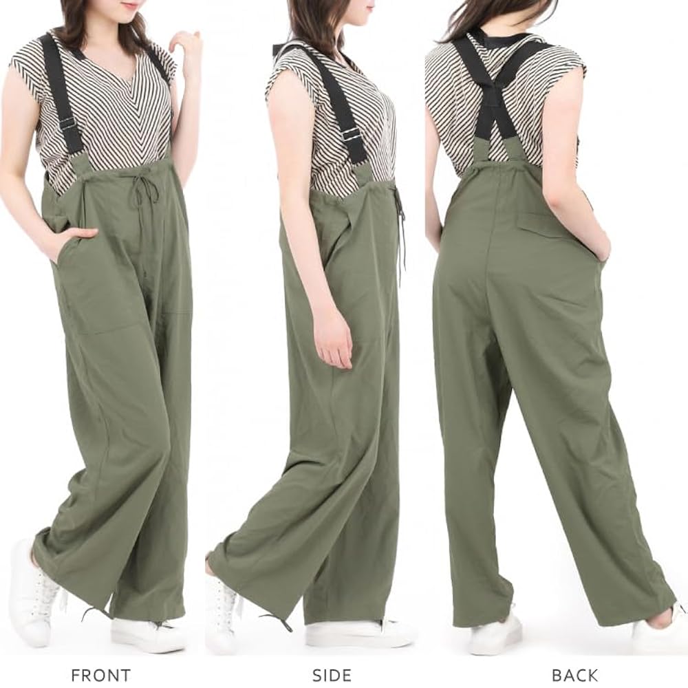 Amazon | シルキッシュ サテン サスペンダー付 カーゴパンツ
